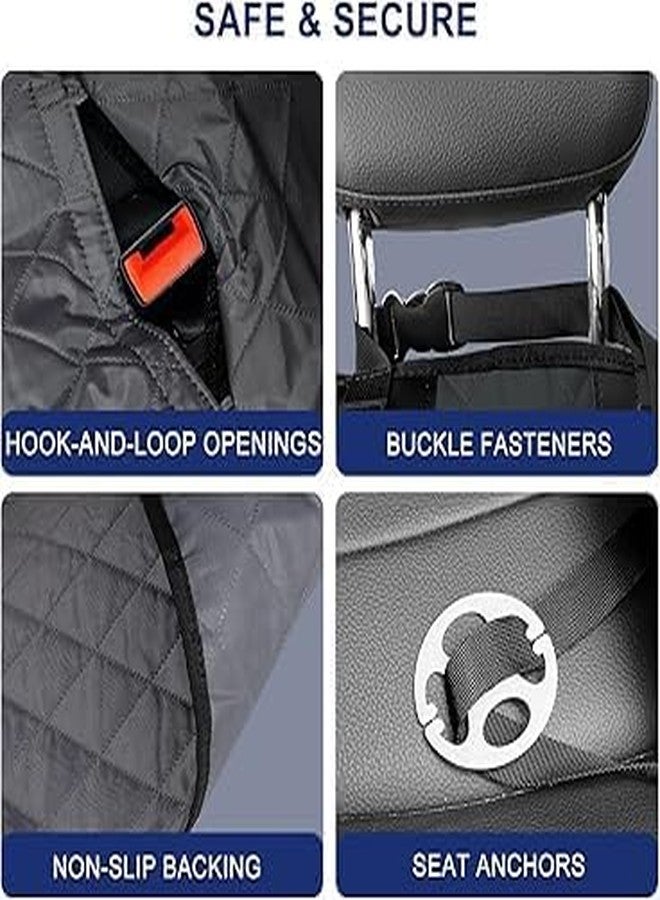 BLESSING PET SUPPLY Dog Seat Cover for Back Seat, 100% Waterproof with Mesh Window, Scratch Prevent Anti-Slip Dog Car Hammock, Standard (Normal Gray Dog CAR SEAT Cover) - Image 3